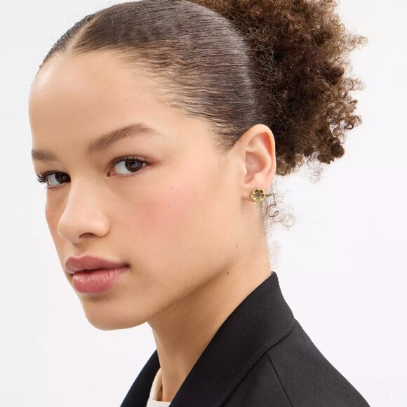 Coach Tea Rose Stone Stud Earrings - Picture 2 of 7